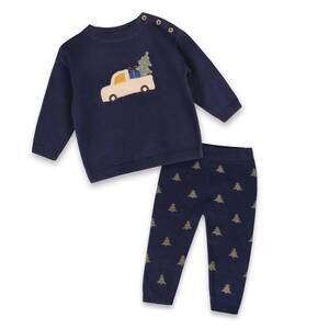 NEW VIVERANO ORGANICS boy's jolly truck applique sweater knit baby pullover and